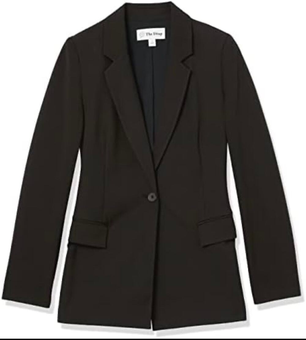 The Drop Blake Long Blazer Black NWT Women Single Button Boyfriend Jacket Size S